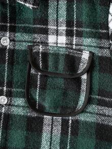 Unisex Kids Classic Street Fashion Casual Versatile Green Plaid Long Sleeve Shirt Suitable For Daily Wear, Vacation, Party And Other Activities - Green - View 7