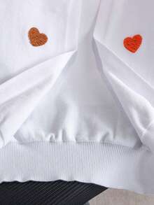 Girls Cute Heart Embroidery Long Knit Cardigan Sweater, No Buttons, Suitable For Daily Wear, Vacation, Spring, Autumn, Winter - White - View 8