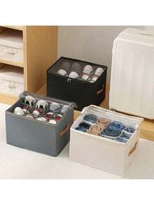 2pcs Closet Shoe Storage Set, Includes 1 Large Shoe Storage Box With Clear Lid And Reinforced Handle, 1 Foldable Storage Box For Boots, High Heels, Sneakers, Flats, Perfect Home Organization Solution - View 11
