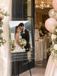 Photo Wedding Welcome Sign, Wedding Rehearsal Sign, Modern Wedding Sign, Acrylic Welcome Sign, Wedding Photo Sign, Welcome To Our Wedding - Multicolor - View 8