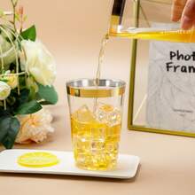25pcs/50pcs Gold Cups, 6.76oz Clear Cups With Gold Rim, Gold Beer Cups, Party Cups, Premium Gold Rimmed Cups, Perfect For Weddings And Parties - Multicolor - View 4