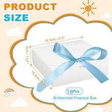 16pcs White Gift Boxes With Blue Ribbon, 7.8x10.6x3.5 Inch Foldable Bridal Party Favor Boxes, Suitable For Bridesmaid Invitation, Wedding, Birthday Gift, Baby Shower, Party, Valentine's Day Gift, Packaging, Birthday, DIY, Cosmetic Storage, Graduation Gift, Back To School Gift Packaging, Wedding Party Decoration - White and Blue Strap - View 13