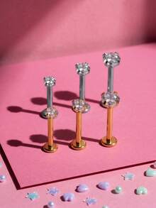 3/6pcs Lip Rings Medusa Piercing Jewelry,Stainless Steel Labret Jewelry Monroe,Different Size Tragus Nail Conch Cartilage Helix Earring Stud - Claw-set Round Zirconia - View 1