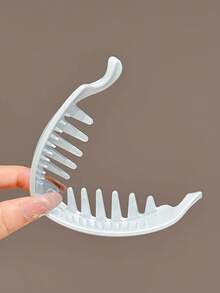 2pcs Women's 9.5cm/3.74in Blue Minimalist Banana Hair Clips, High Ponytail Back Head Hair Twist Clips, Fashionable Versatile, Elegant Simple, Solid Color Hair Clips, Suitable For Daily, Casual, Party, Beach, Vacation, Hairstyle Design, Face/Hair Washing, Makeup, Clothing Accessories, Spring Hair Clips, Summer Hair Clips, Autumn Hair Accessories, Winter Hair Clips - Multicolor - View 6
