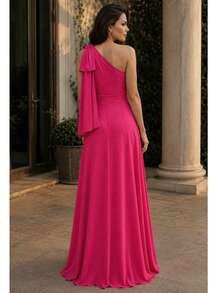 Long Dress For Bridesmaid Wedding Graduation Light Party - Hot Pink - View 9