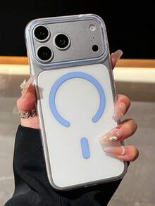 奢華高透明 PC 磁吸手機殼，適用於 iPhone 18 Pro Max、17 Pro Max、17、16、15、14 Pro Max，支援無線充電，防震保護殼 - 淺藍色 - 查看 3