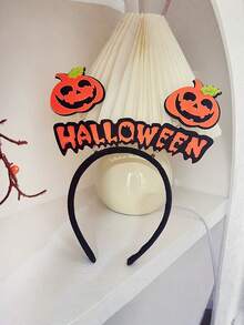 1pc Halloween Letter Pumpkin Headband, Felt Jack-O'-Lantern Pumpkin Headband, Fun Holiday Cosplay Party Women's Hair Accessory, Candy House Photo Prop - One Size Fits All - View 4