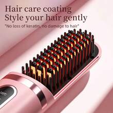 LCD Display, Plastic Ceramic Coating, Fast Heating, Adjustable Heat Settings, Wireless Hair Straightener, Portable Mini Home Hair Straightener, Wireless Ionic Hair Brush, 37 Spray Outlets, MCH Ceramic Heating 199°C 4-Level Temperature Control Anti-Scald Suitable For Travel And Home Use - A - View 7
