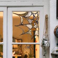 1pc PVC Material Halloween Spider Web Static Glass Sticker, Double-Sided Visible, 20 Lines, Self-Adhesive Decorative Sticker, Suitable For Home Windows - Multicolor - View 4