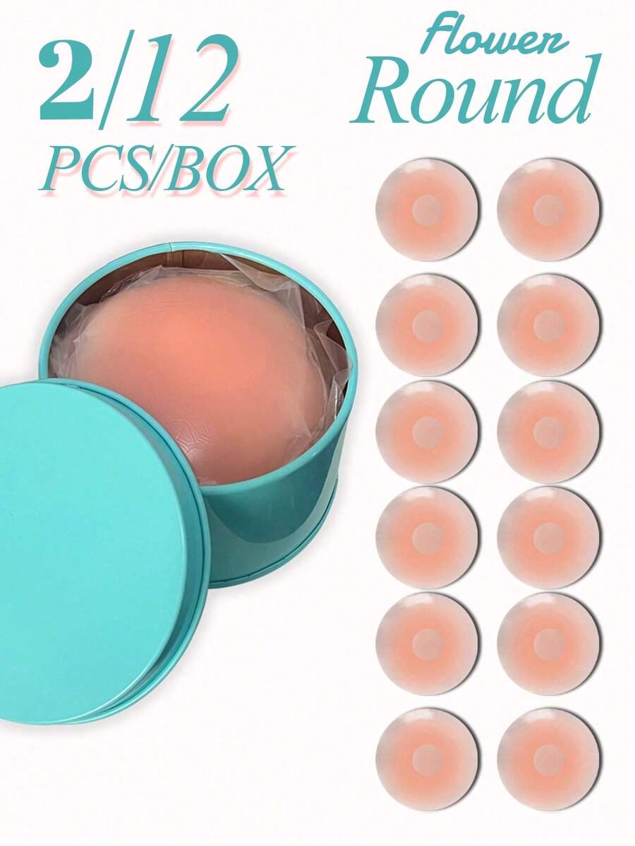 2/12pcs Reusable Invisible Seamless Nipple Covers, Non-Slip, Suitable For Various Occasions - Baby Pink - View 1