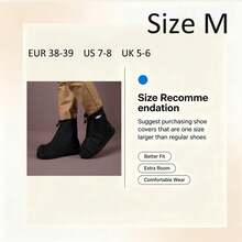 Mid-Calf Zipper PVC Waterproof Shoe Covers, Non-Slip Thickened Wear-Resistant Rain Boots, Unisex, Outdoor Travel Rain Shoe Covers, Recommended To Buy One Size Larger For Better Fit - Black - View 9