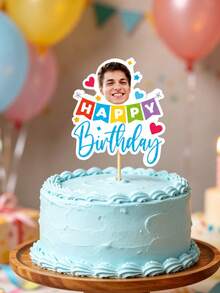 1/3/5/10pcs Customized Photo Personalized Face Cake Toppers, Different Photo Cake Decorations, Birthday Party Decor, Birthday, Baby Shower, Family Gathering, Holiday, Dessert Garnish, Party Supplies, Suitable For Home, Personalized Gift, Unique Gift - Multicolor (Cake Topper 2) - View 6