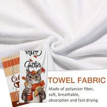 2/4/48pcs Autumn Series Cat Coffee Pattern Printed Kitchen Towels - Ultra Soft, Highly Absorbent Polyester Dish & Hand Towels, Perfect For Holiday Decor, Kitchen Decor, Party Decor. - Multicolor - View 6