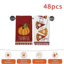 2/4/48pcs Autumn Series Pattern Printed Kitchen Towels - Ultra Soft, Highly Absorbent Polyester Dishcloths And Hand Towels, Perfect For Holiday Decor, Kitchen Decor, Party Decor - Multicolor - View 14