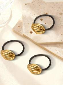 Geometric Metal Hair Tie, Suitable For Thick Hair, Gold Hair Accessory, Elastic Hair Tie Won't Damage Ponytail, Hair Accessories - Multicolor - View 16