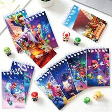 Hasbro 10pcs Mario Cartoon Mini Spiral Notebooks, Cute Memo Pads, Colorful Party Favors, Mini Spiral Notebooks, Sticky Notes, Notebooks, Birthday Party School Classroom Gifts - Multicolor - View 2