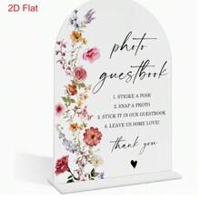 White Arched Acrylic Wedding Guest Sign-In Board And Base, Thickened Modern Calligraphy Style Arched Acrylic Desktop Sign, Suitable For Weddings And Events - View 8