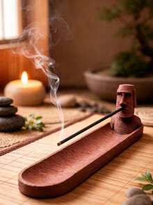 1pc Bohemian Style Moai Incense Burner, Can Hold Incense Sticks, Adds Mysterious And Cozy Atmosphere, Popular Home Fragrance Decor, Unique Desktop Ornament - Multi-style 01 - View 3