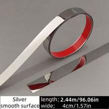 1pc Stainless Steel Flat Metal Decorative Strip, Ceiling Trim Line, Mirror Wall Sticker, Living Room Decoration Gold Tape - A - View 17