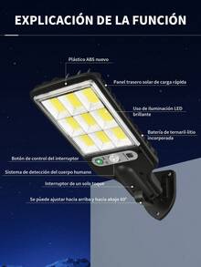 1/2pc Solar Powered LED Motion Sensor Light, Energy Efficient, Adjustable Wall Lighting With Remote Control For Garden, Garage, Backyard And Patio, Durable Plastic, Easy Installation, Outdoor Solar Lights With Motion Sensor. - Without Remote Control - View 3
