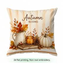 4pcs/1pc Autumn Dessert Fruit & Vegetable Plaid Pattern Pillow Case, Single-Sided Printed Pillow Case, Suitable For Living Room, Bedroom, Home Decor, All-Season Pillow Case - Multicolor 02 - View 11