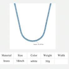 MDFUN Collar de tenis de oro blanco de 18K chapado con circonita cúbica azul cielo, collares de cadena única con circonita cúbica redonda de 5mm para mujeres - Azul - Ver 8
