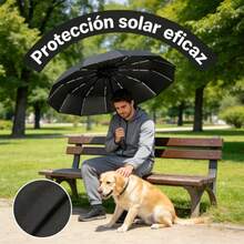 1 pieza Paraguas Plegable Automático, Sombrilla UPF50+ Bloquea Rayos UV, Impermeable para Lluvia, Diseño Minimalista Colores Suaves, Fácil de Guardar en Bolso - Negro - Ver 7