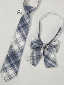 Set Dasi Kupu-Kupu Bergaris Klasik Seragam JK Wanita (2pcs/Set), Dasi Gaya Inggris untuk Siswa Remaja, Cocok untuk Dipakai di Kampus, Gaya Natal - beraneka warna - View 9