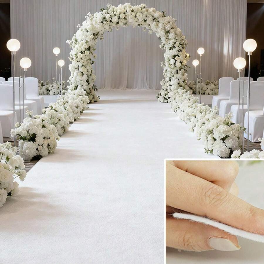 Disposable 2mm Thick White Carpet, Suitable For Event Party Aisle, Wedding Opening Ceremony Aisle, Stage Full Coverage Welcome Mat, Outdoor Commercial Carpet - White - View 1