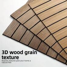 10pcs Self-Adhesive 3D Wood Grain Wall Stickers, DIY Decor For Walls, Ceiling, Living Room - 10pcs - View 4