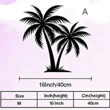 1pc Tropical Palm Tree Metal Wall Decor - Classic Iron Palm Tree Sculpture With Leaves, Outdoor Palm Tree Wall Art Suitable For Yard, Beach House Decoration - Holiday Gift For Christmas, Halloween, Valentine's Day All Year Round - Palm Tree, Christmas Decor - Black - View 8