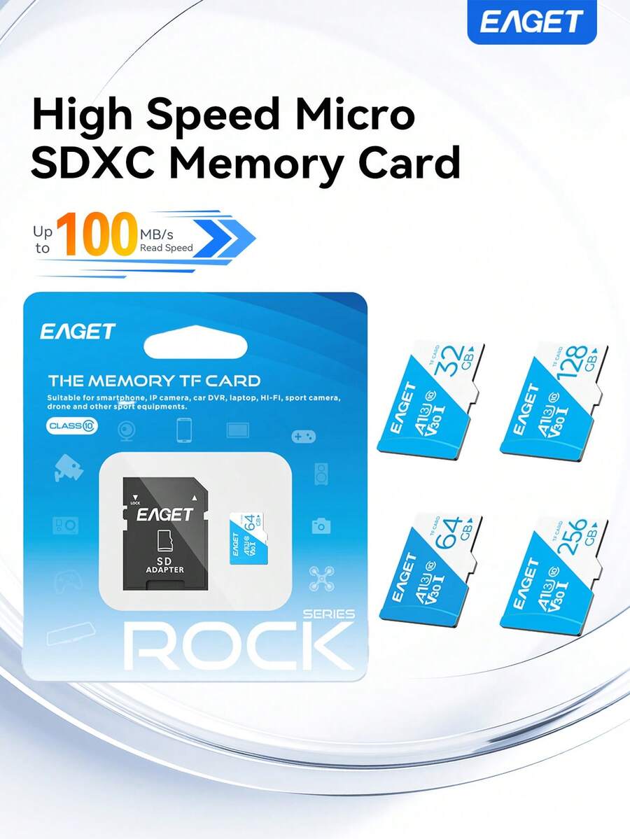 TF Card And SD Adapter Set – 64GB High-Speed U3 Storage Card, Class 10, A+ Chip, Widely Compatible With Smartphones, IP Cameras, Dash Cams, Laptops And Drones - 查看 1