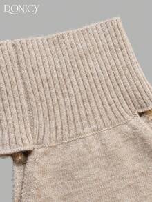 DONICY Women's Oat Turtleneck Halter Sleeveless Knit Sweater Vest, Elegant Outfit For Spring Autumn Inner Wear - Camel - View 3