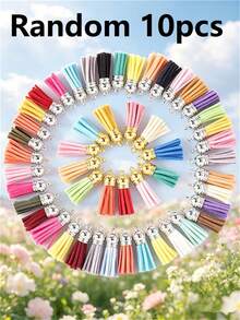10/30/60/80/100pcs Multi-Color Bright Mixed Faux Suede Tassels With Gold Caps - Rainbow Keychain Charms, Suitable For DIY Jewelry, Crafts And Phone Lanyards, Jewelry Making Accessories - Tassel - View 22
