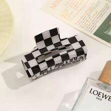 2/1pc Black White Orange White Acetate Checkerboard Colorblock Square Hair Claw Elegant High-End Suitable For Ball Party Tea Party Updo Women's Hair Accessory - Multicolor - View 5