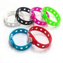 Multicolor Adjustable Silicone Wrist Strap, Snap Closure Hollow Rubber Bracelet, DIY Charm Bracelet Blanks For Daily Party Accessories - View 3
