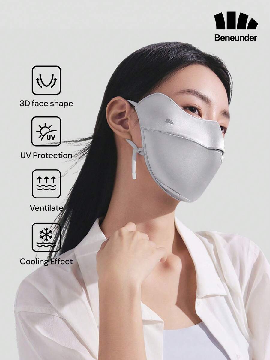 Beneunder Double-Sided Silk-Soft Eye-Covering Sun-Protection Mask SS025 - Light Grey - View 1