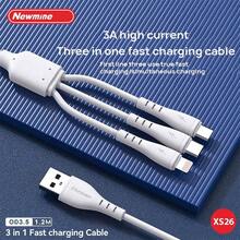 Newmine XS26 三合一充電線，耐用PVC，快速充電，國標銅芯銅絲，廣泛全相容，Lightning+TYPE-C+Micro - 白色 - 查看 5