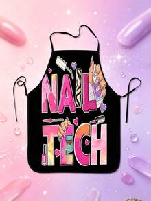 Stylish Graphic Nail Technician Apron Waterproof Anti‑Dirt Salon Work Apron Adjustable Neck Strap Nail Artist Apron - Multiple Styles - View 3