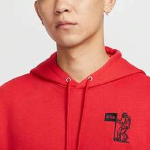 Nike Club Men's Astronaut Embroidered Hoodie Logo Letter Fashion Back Planet Graphic Print Loose Fit Sports Sweatshirt Red - Red - View 5