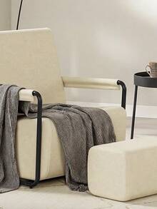 SoBuy | Velvet Armchair With Footstool | Small Comfy Accent Chair For Living Room | 59*74*78 Cm | Load Capacity 143 Kg - White - View 6