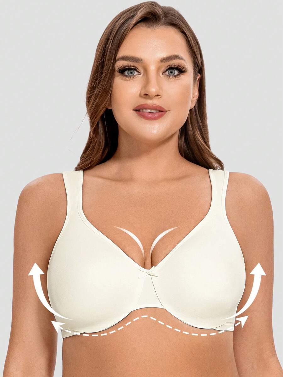 MELENECA Women's Minimizer Seamless Unlined Comfortable Plus Size Underwire Bra