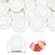 20pcs/Pack 3D Floral Heart Wax Seal Stickers, Wedding Invitation Envelope Seal Stickers, Self-Adhesive Pearl White Stickers, Suitable For Invitations, Gift Packaging, Christmas - Wreath Heart - Pearlescent White - View 2