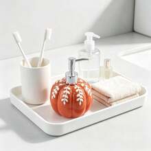 Halloween Thanksgiving Pumpkin Soap Dispenser, Orange Ceramic Liquid Hand Soap Bottle, Refillable Pump Head Lotion Container, Farmhouse Style Autumn Decor, Suitable For Bathroom Kitchen Bedroom Countertop - Multicolor - View 5