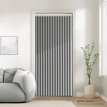 1PC Magnetic Folding Door Curtain, With Hanging Rings And Magnetic Closure, Beige And Grey Colors Available, Suitable For Living Room, Bedroom And Kitchen Space Partitioning, As Well As Room Decoration. - Door Curtain - View 4