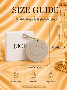 Dior 迪奧旋轉單面隨身圓鏡，單件售賣，布藝掛扣便攜耐用，日常補妝出行隨身使用 - 金色 - 查看 4