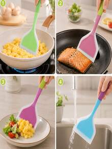 [Silicone Kitchen Utensils]Silicone Kitchen Utensils - Non-Stick Heat-Resistant Cookware, Suitable For Cooking, Stir-Frying And Frying - Ideal For Pancakes, Steaks And Grilling - Multicolor - View 12