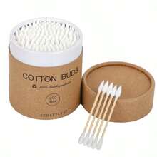 1 Box Bamboo Double-Ended Cotton Swabs, 200pcs Soft & Comfortable Disposable Cotton Swabs For Nail Art And Makeup - Multicolor - View 6