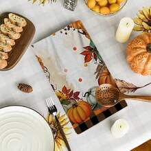 2/4/48pcs Autumn Series Multi-Color Pumpkin Border Pattern Printed Kitchen Towels - Ultra Soft, Highly Absorbent Polyester Tablecloths And Hand Towels, Perfect For Holiday Decor, Kitchen Decor, Party Decor. - Multicolor - View 11
