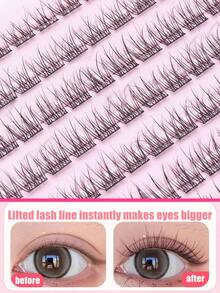 96 Cluster-Packed Glue-Free Fishtail False Eyelashes, Soft And Clear Black Tips, Single Cluster And Segmented Arrangement Easy To Overlap, Home Self-Help Beauty Products, Suitable For A Variety Of Eye Types And Natural Nude Makeup Style. - C - View 5